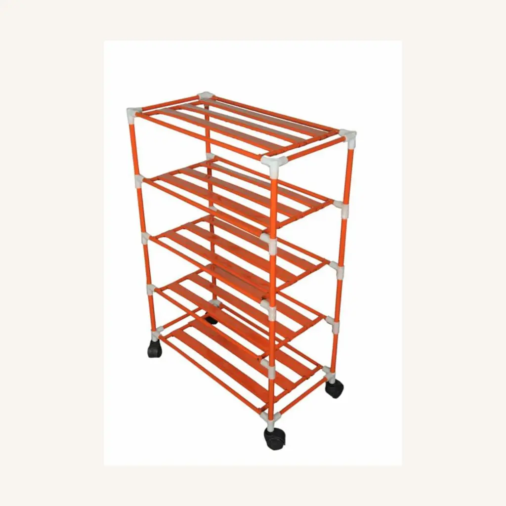 ORANGE 5-TIER ROLLING UTILITY RACK