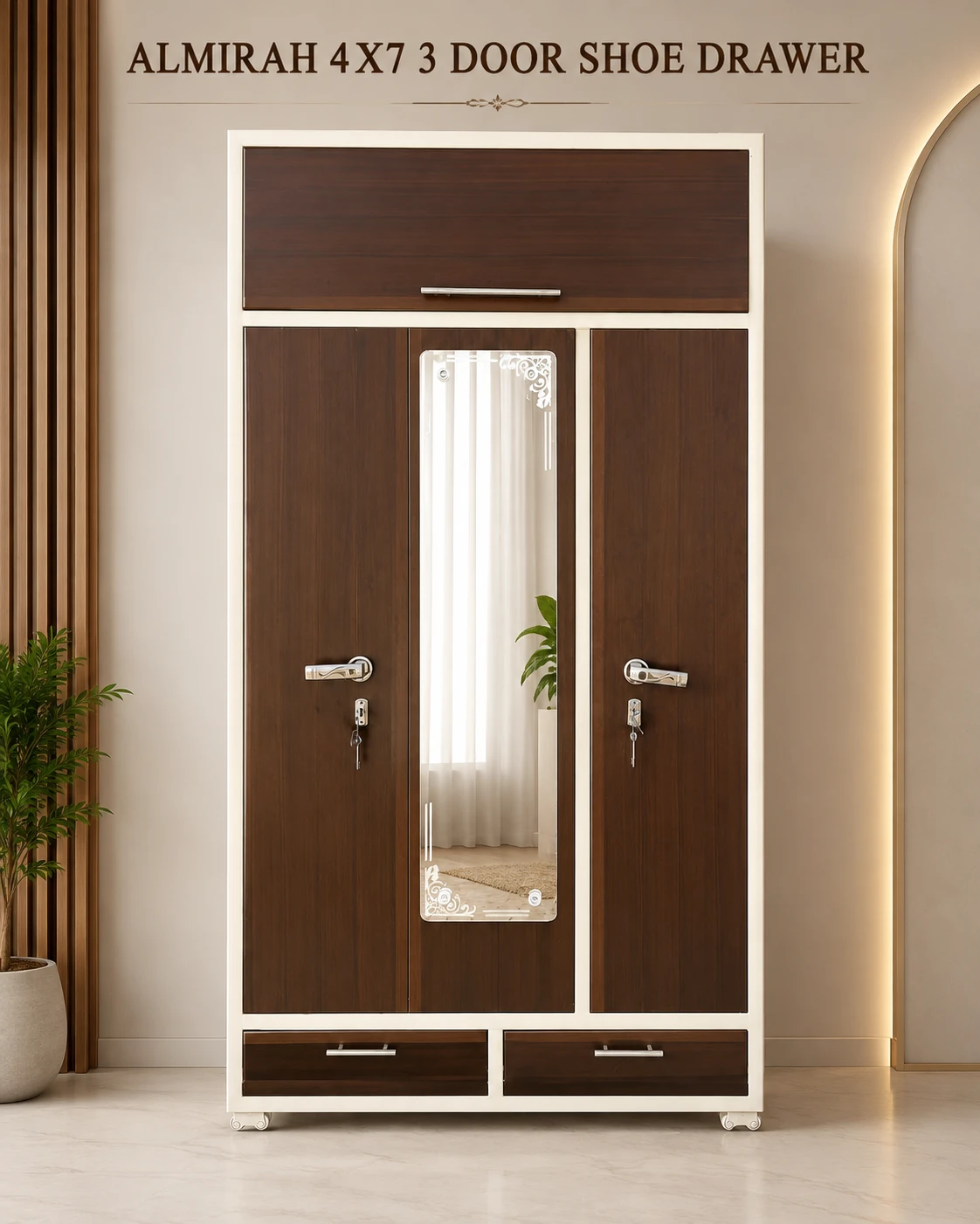 4X7 3 DOOR SHOE DRAWER ALMIRAH